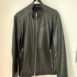 Theory Mens Black Kelleher Morvek L Leather Jacket - Size M